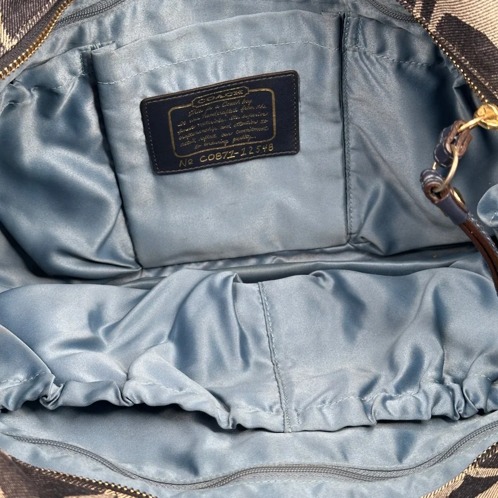 Coach Signature Diaper Bag Tote Navy Blue Grey Canvas Leather 12548 Vtg